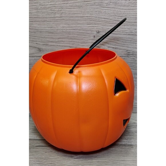 Halloween Pumpkin Blow Mold - Trick or Treat Bucket VTG General Foam Plastic USA - Picture 4 of 9